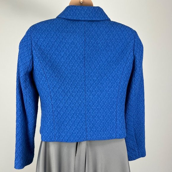 Randy Kemper Blue Textured Button Front Cropped Jacket size 14 - Picture 5 of 11